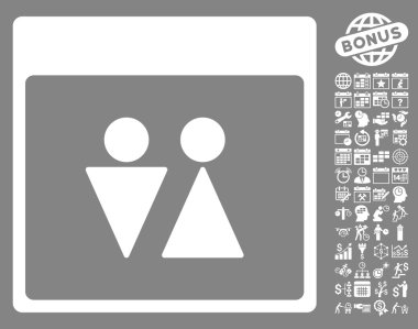 WC kişi ile Bonus sayfa düz vektör simge takvim