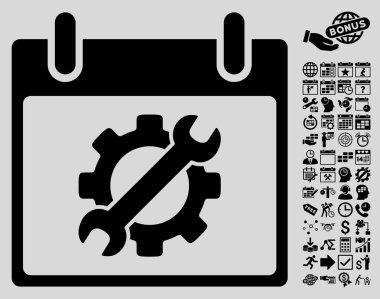 Yapılandırma araçları takvim gün düz vektör simge Bonus ile