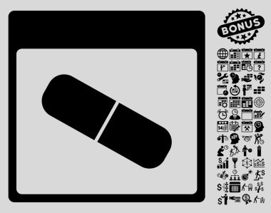 Takvim sayfası düz vektör simge Bonus ile ilaç kapsül