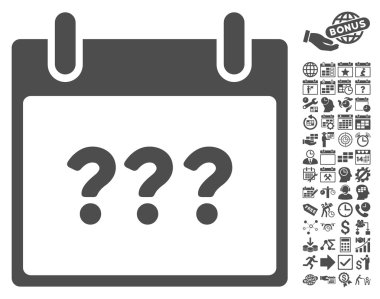 Bonus ile bilinmeyen gün takvim sayfa düz vektör simgesi