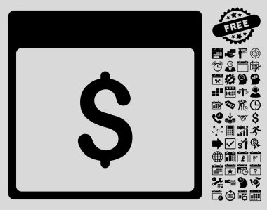 Bonus ile Doları Döviz Alım takvimi sayfa düz vektör simgesi