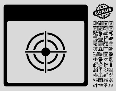 Bullseye takvim sayfa düz vektör simge Bonus ile