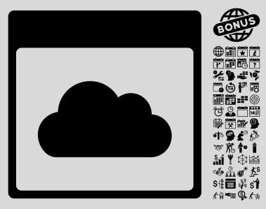 Bonus ile bulut takvim sayfa düz vektör simgesi