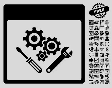 Vites araçlar ile Bonus sayfa düz vektör simge takvim