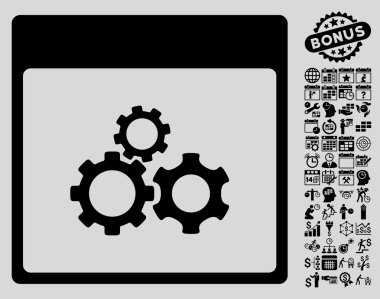 Mekanik vites ile Bonus sayfa düz vektör simge takvim