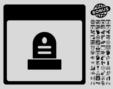 Anıt mezar taşı takvim sayfa düz vektör simge Bonus ile