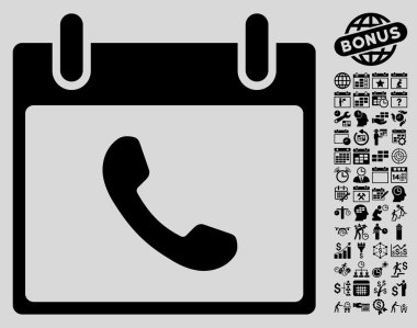 Bonus ile telefon takvim gün düz vektör simgesi