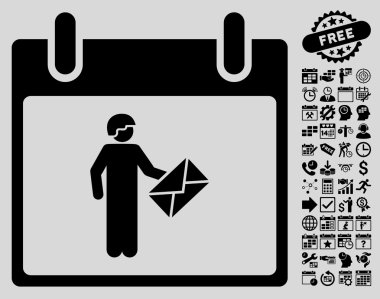 Postacı takvim gün düz vektör simge Bonus ile