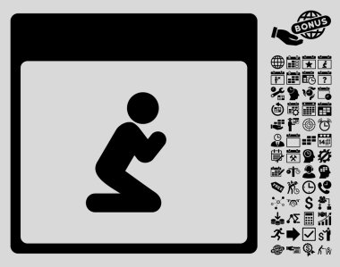 Kişi takvim sayfa düz vektör simge Bonus ile dua