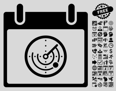 Bonus ile radar takvim gün düz vektör simgesi