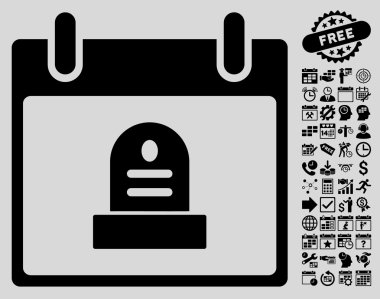 Bonus ile rip anıt takvim gün düz vektör simgesi