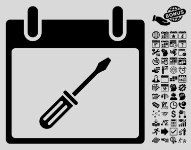 Tornavida takvim gün düz vektör simge Bonus ile ayarlama