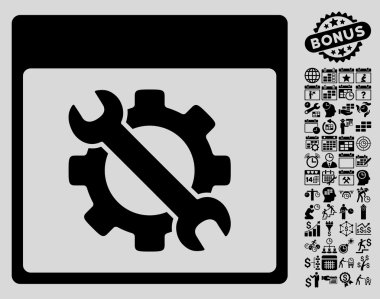 Ayarları araçları ile Bonus sayfa düz vektör simge takvim