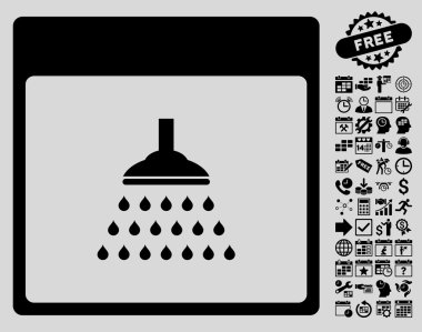 Bonus ile duş takvim sayfa düz vektör simgesi