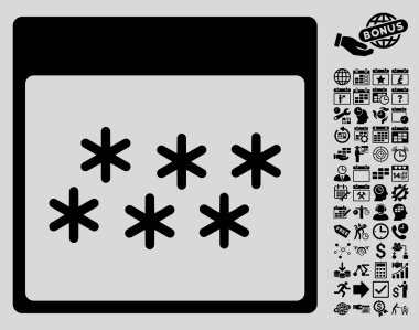 Kar taneleri ile Bonus sayfa düz vektör simge takvim