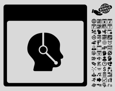 Telefonla satış operatör takvim sayfa düz vektör simge Bonus ile