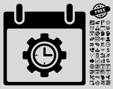 Bonus ile zaman dişli takvim gün düz vektör simgesi