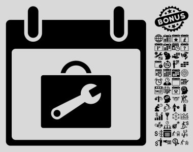 Araç kutusu takvim gün düz vektör simgesi Bonus ile