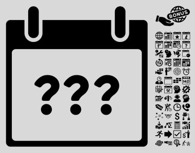 Bonus ile bilinmeyen gün takvim sayfa düz vektör simgesi