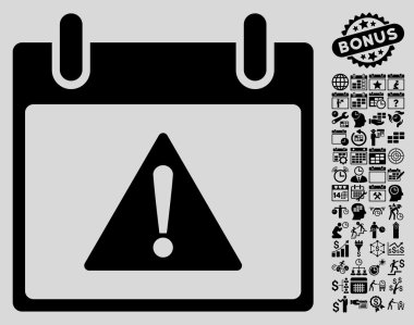 Uyarı takvim gün düz vektör simgesi Bonus ile