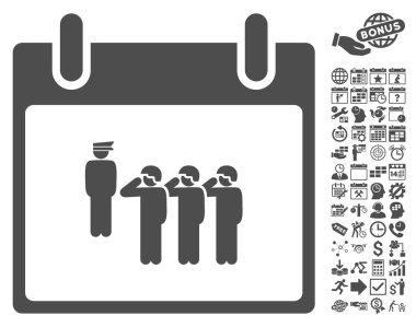 Bonus ile ordu kadrosu takvim gün düz vektör simgesi