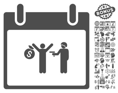 Bonus ile tutuklama takvim gün düz vektör simgesi