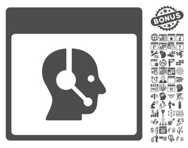 Çağrı Merkezi operatörü takvim sayfa düz vektör simge Bonus ile