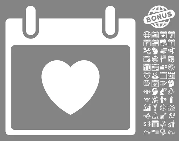 Favourite Heart Calendar Day Flat Vector Icon with Bonus — стоковый вектор