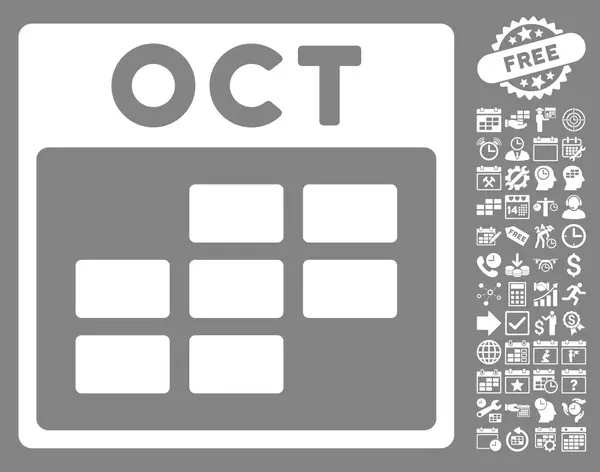 Października kalendarz siatki płaskie wektor ikona z Bonus — Wektor stockowy