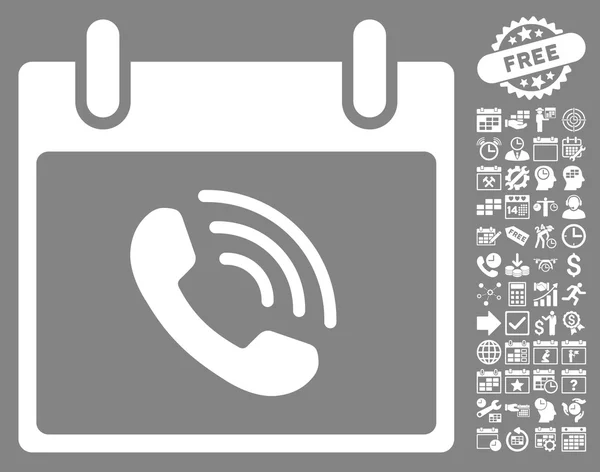 Icône vectorielle plate de jour de calendrier d'appel téléphonique avec le boni — Image vectorielle