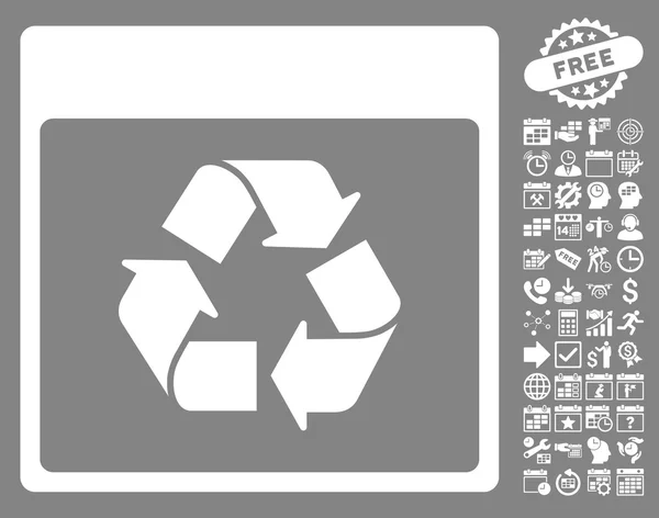 Recycle Calendar Página plana Vector icono con bonificación — Vector de stock