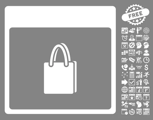 ボーナスでの買い物袋カレンダー ページ フラット ベクトルのアイコン — ストックベクタ