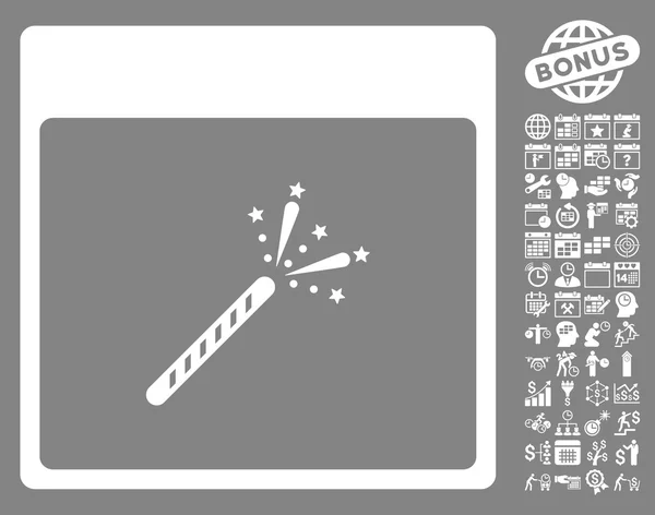 Sparkler Firecracker Calendar Page Flat Vector Icon With Bonus — Stock Vector