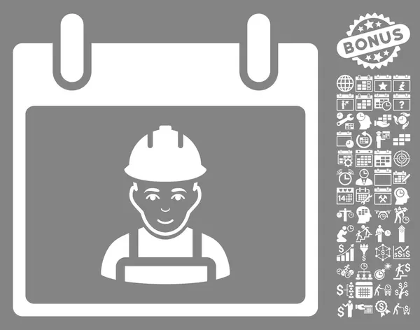 ボーナスとワーカー カレンダー日フラット ベクトル アイコン — ストックベクタ