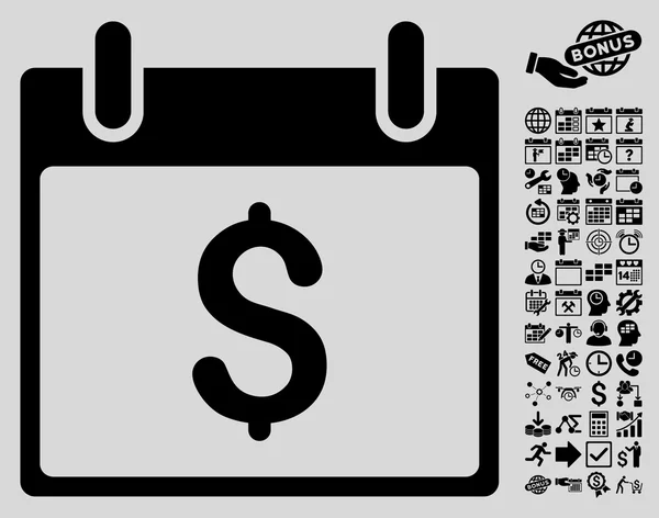 Dollar dag platte Vector kalenderpictogram met Bonus — Stockvector