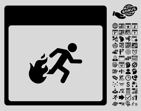 火災避難男のカレンダーのボーナス ページ フラット ベクトルのアイコン — ストックベクタ