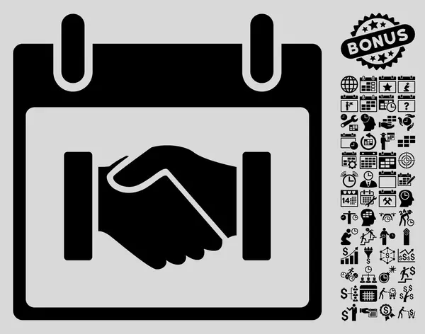Handshake kalendarza dzień płaskie wektor ikona z Bonus — Wektor stockowy