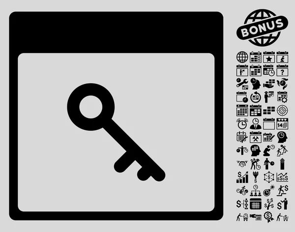 Página de calendario clave Vector plano icono con bono — Archivo Imágenes Vectoriales