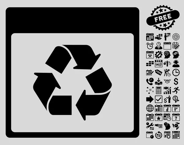 Recycle Calendar Página plana Vector icono con bonificación — Archivo Imágenes Vectoriales