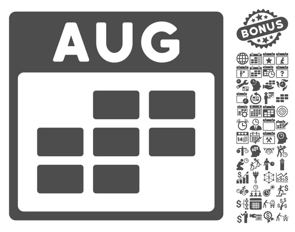 Augustus raster platte Vector kalenderpictogram met Bonus — Stockvector