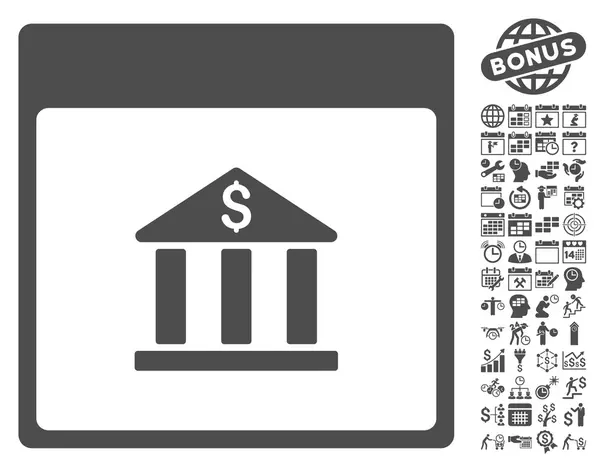 Страница календаря здания банка Плоская векторная икона с бонусом — стоковый вектор