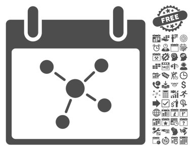 Bonus ile bağlantıları takvim gün düz vektör simgesi