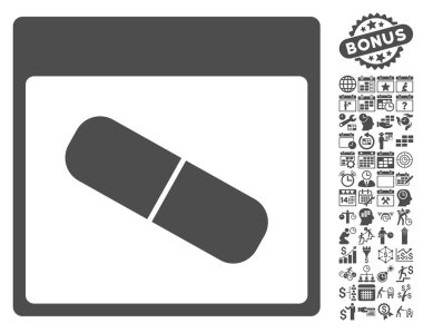 Takvim sayfası düz vektör simge Bonus ile ilaç kapsül