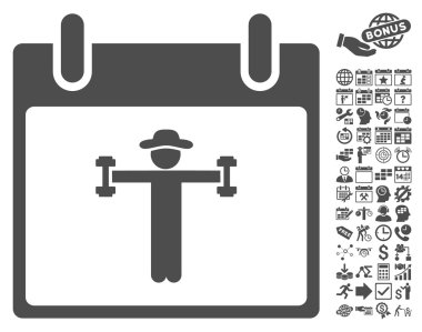 Bonus ile fitness takvim gün düz vektör simgesi