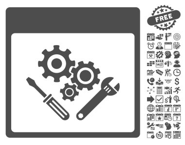 Vites araçlar ile Bonus sayfa düz vektör simge takvim