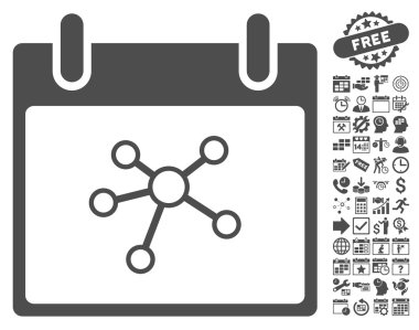 Bonus ile bağlantıları takvim gün düz vektör simgesi