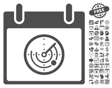 Bonus ile radar takvim gün düz vektör simgesi