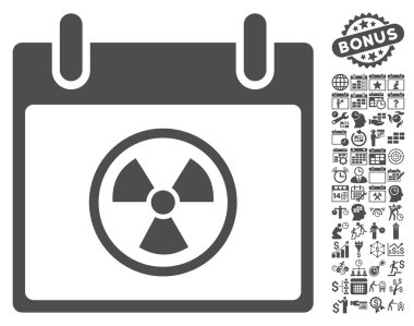 Bonus ile radyoaktif takvim gün düz vektör simgesi