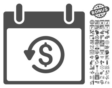 Takvim gün düz vektör simge Bonus ile iade