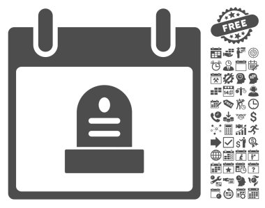 Bonus ile rip anıt takvim gün düz vektör simgesi